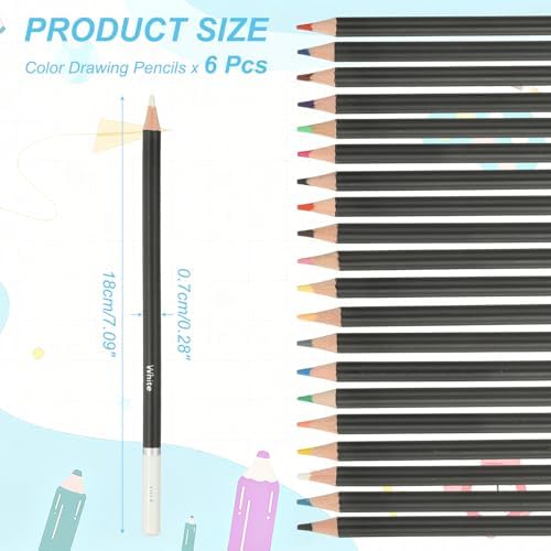 PATIKIL Colored Pencils, White Color Drawing Pencils with Oil-Based Cores Art Scrapbook Supplies for Adult Coloring Books Artists Beginners Drawing Sketching, 6 Pcs