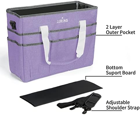 JJRING Craft Organizer Tote Bag Large Art Storage Caddy Lilac | With Multiple Pockets For Sewing, Scrapbooking, School, Medical, And Office Supplies