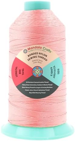 Mandala Crafts Size 207 630D T210 Blush Bonded Nylon Thread, 800 YDs