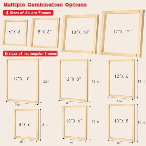 16 Pcs 4 Sets Stretcher Bars for Needlework Canvas Stretcher Bars 10 Different Size Combinations Embroidery Stretcher Bars for Cross Stitch Frame Set with Thumbtack and Remover Tool(Small Size)