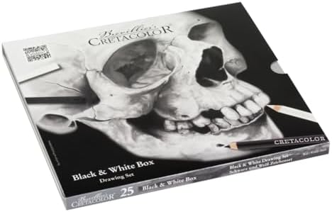Cretacolor Skull Edition Black & White Drawing Tin Set, Set of 25