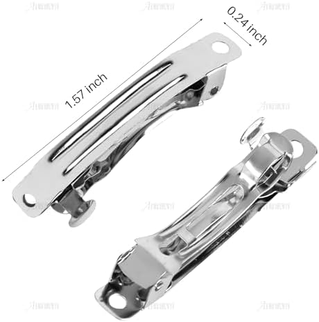 AUEAR, 50 Pack 40mm Blank French Barrette Metal Rectangle Hair Clips Iron Alligator for DIY Clip Craft