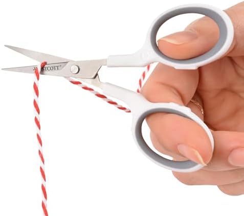 Westcott 4" Embroidery Scissors with Straight Titanium-Bonded Blades for Crafting, Sewing & More (White/Gray)