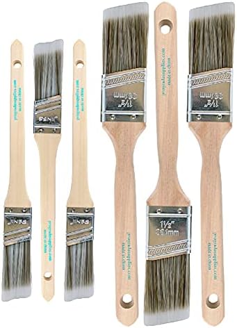 Vermeer Angled Paint Brushes, Assorted Paint Brush Set for Trim, 6 Pc | Interior & exterior | Furniture, cabinets, doors & fences | Latex & oil-based | Medium stiff bristles, softwood handles