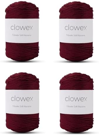 Polyester Soft Cord 2.5-3mm, 4 Skeins x 191 Yards x 1/9 Inc Turkish Polyester Rope, Braided Macrame Yarn for DIY Crafts, Plant Hanger, Wall Hanging, Bag