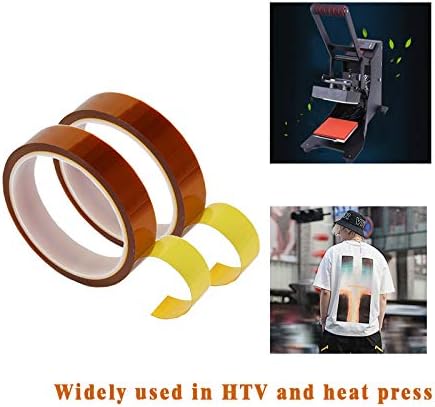 EQUTY BAYMERS 2 Rolls 20mm X 33m 108ft Heat Tape,Adhesive Heat Resistant/Transfer Tape, Heat Vinyl Thermal Sublimation Press Tape,No Residue,Electronics,Soldering,Protecting Circuit Board