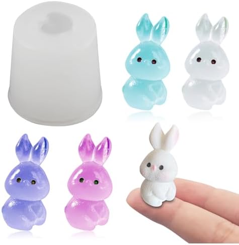 Mini Rabbit Figurines Resin Silicone Molds for DIY Fairy Garden Decor
