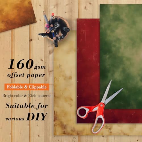 Vintage Color Scrapbook Paper Pad - 6x6 In 24 Sheets Designed Decorative Decoupage Folding Cardstock Supplies for Journals DIY Crafts Gift Wrapping Planners Photo Album
