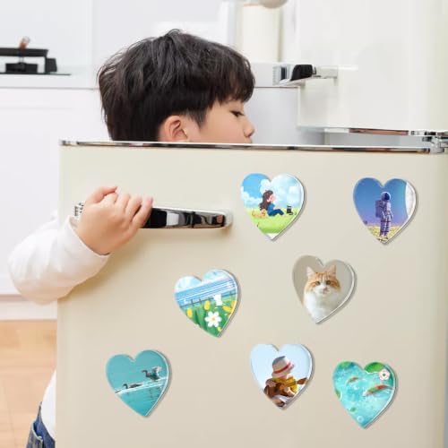 25 Pcs DIY Acrylic Fridge Magnet Kit Heart Fridge Magnet Craft Set with Adhesive Backing Make Your Own Magnet Kit for Photo Office Classroom Cabinets Kitchen 2 Inch DTBX- (Heart)