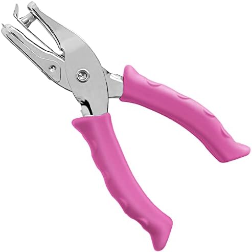 Single Hole Punch 1/4” Paper Hole Puncher for Crafts, One Hole Punch with Pink Soft Grip Handle, Small Hole Punchs or Kids and Adults, Handheld Circle Punch for Paper Crafts in Home, Office,Classroom
