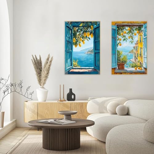 KYOQFVN 2 Pack Lemon Paint by Numbers Kits for Adults - DIY Lemon Tree Adult Paint by Number Kits on Canvas, Digital Oil Painting by Number Kit for Home Wall Decor 8x12inch