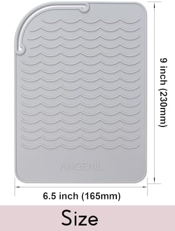 ANGENIL Silicone Heat Mat for Hair Tools - Flat Iron and Curling Iron Mat Heat Resistant for Counter, Heat-Resistant Flat Iron Travel Essentials Case, Vanity Organizer, Grey, Normal Size 9" x 6.5"