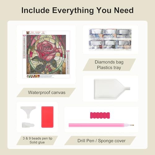 SJUTOUCI Rose Flower Diamond Art Kit for Adults, Diamond Painting Kit