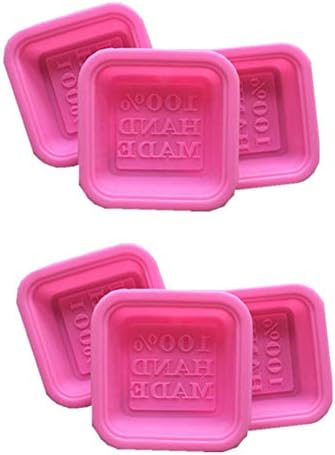 AKOAK 6 Pack Pink DIY Handmade Square Silicone Soap Molds - 100% Handmade - for Soap Making Handmade Baking Tool Soap Cake Decorating