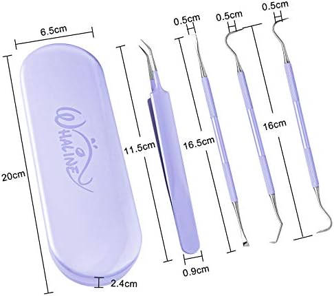 Whaline Vinyl Weeding Tools Set of 4, Precision Stainless Steel Weeder Kit with Case, Includes Scraper, Hook, Spatula, Tweezers for Silhouette Cameo, Lettering & Paper Craft (Purple)