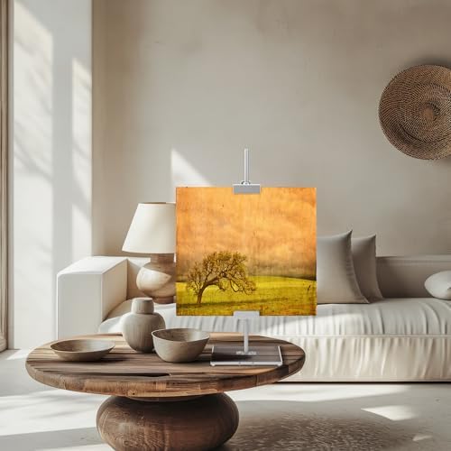 RattanView Adjustable Tabletop Easel Silver Picture Frame Holder Stand up to 16.5" H Metal Floating Picture Rack for Display Easel with Acrylic Base 16 x 5 Frame Holder Stand Table for Art Photo Signs