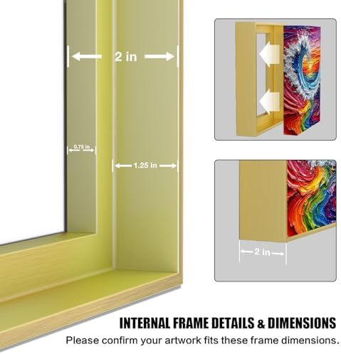 Floating Frames for Canvas,Wood-Look Frames for 1.25" Thick Canvas Paintings,Floater Frame Kit Available in 50 Sizes and 4 Colors for Room Wall Decor and Art Decor (18x18inch Champagne Gold,)