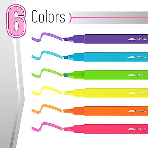 Mr. Pen- Aesthetic Highlighters No Bleed, 6 Pack, Assorted Colors