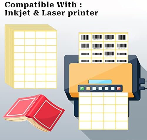 480 Pcs White Blank Labels Self Adhesive Library Book Spine Labels 1" x 1.5" Mailing Address Label Stickers Small Barcode Labels for Laser/Ink Jet Printers