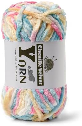 Chenille Crochet Candy Color Yarn 1 Pack