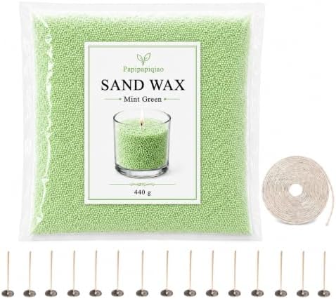 Sand Wax for Candle Making, 440g Refillable Candle Wax Sand, Mint Green