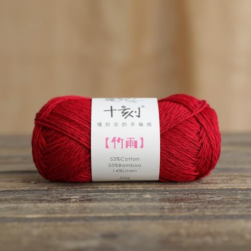 Cotton, Bamboo,Linen Blended Yarn 2 Skeins 50g/1.76oz- 26 Cranberry