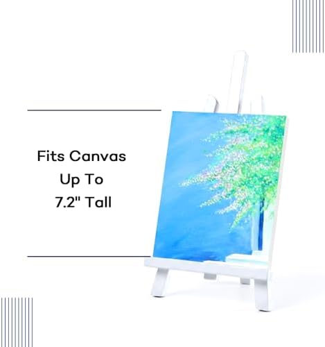 Artkey White Wooden Display Easel Stand, 13 Inch Folding Tabletop A-Frame Mini Easels for Canvas, Photos, Wedding Signs & Menus, Solid Radiata Pine Wood, 2 Pack
