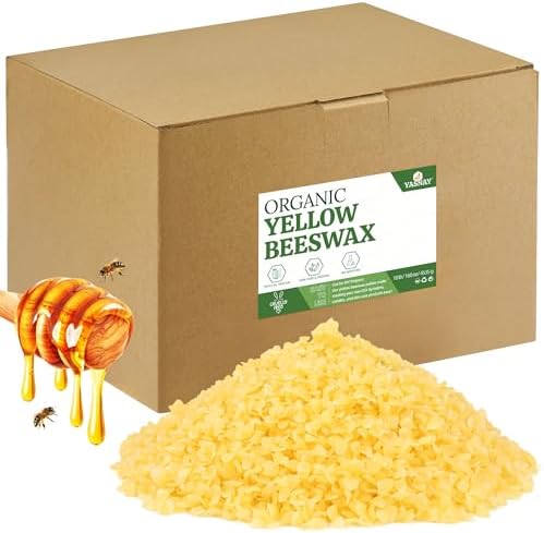 YASNAY Yellow Beeswax Pellets 10LB,Organic Beeswax, Natural Triple Filtered
