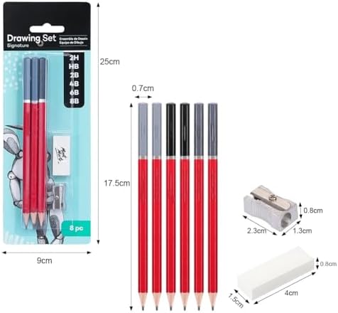 8 Pcs Sketch Tool Sketching Pencil Set Professional Art Supply,Including Sketch Pencils Blending Stumps and Other Tools for Beginners Artists
