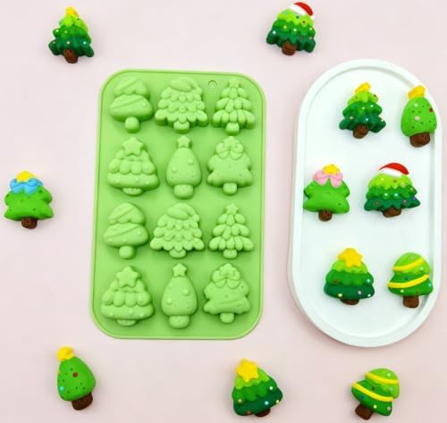 Christmas Chocolate Candy Mold, Small Christmas Tree Mold Silicone 4 Pack