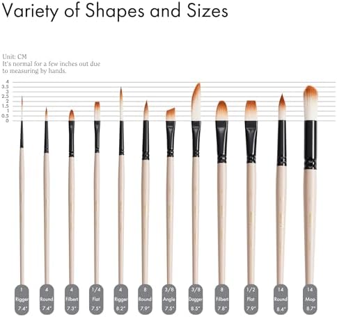 ARTIFY Watercolor Brush Set, 12 Pcs Professional Paint Brushes with Case for Beginners and Artists, Various Shapes, Optimized Hairs for Watercolor, Gouache, Ink, Tempera, and Fabric Painting
