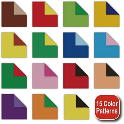 [Taro's Origami Studio] Jumbo Duo (Diffrent Colors On Each Side) Double Sided Standard 13.7 Inch (35 cm) Kami Paper with 15 Color Change Patterns, 15 Sheets (Made in Japan)