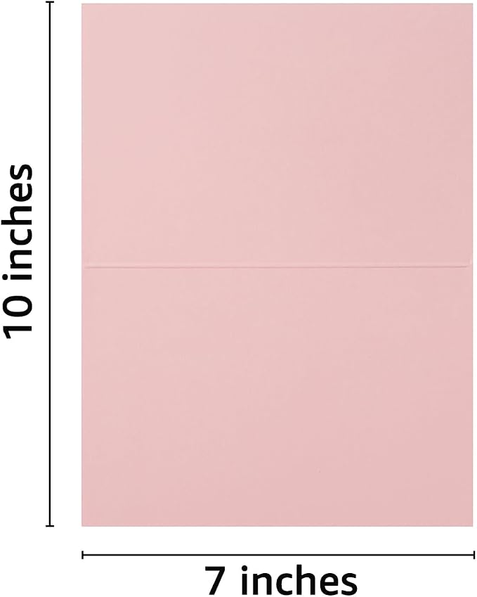 50 Pack Blank Folded Cardstock Cards, Pink, 5x7