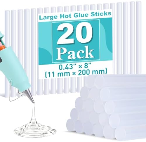 Phinus 20 Pack Hot Glue Sticks, 8" Long x 0.4" Diameter Clear Glue Sticks for Glue Gun, EVA Clear Glue Gun Sticks, Hot Glue Gun Sticks for DIY Craft Sticky Projects & More