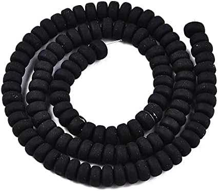 Beadthoven 10 Strands 6mm Vinyl Clay Heishi Beads Black Rondelle Flat Round Disc Polymer Clay Beads Loose Handmade Spacers for DIY Necklace Surfer Bracelet Jewelry Making Supplies 3mm Thick Adult