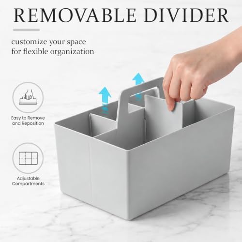 Multipurpose Caddy Organizer with Handle Plastic Desk Storage, Gray