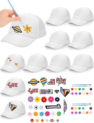 Aneco DIY Blank Trucker Hats Kit Adjustable Baseball Caps