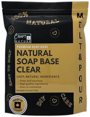 Craft & Nature 4 LB All Natural Clear Moisturizing Glycerin Melt And Pour Soap Base for Soap Making (4 Pound (Pack of 1), Clear (Unscented))