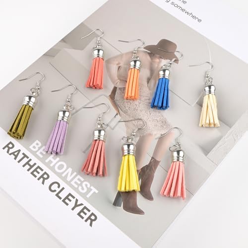 Tassels for Jewelry Making 150 Pieces Multicolor Leather Tassels Bulk 38mm Silver Cap Keychain Charms with 50pcs Jump Rings for DIY Jewelry Keychain Blanks Bracelet Crafting Supplies