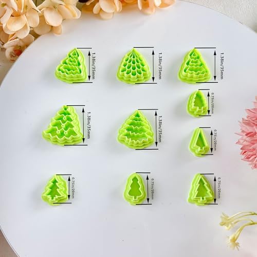 10pcs Christmas Tree Polymer Clay Cutter Sets, Clay Cutters for Clay Jewelry, Clay Cutters for Earrings Square, Polymer Clay Kit for DIY Tools Jewelry Earrings Making