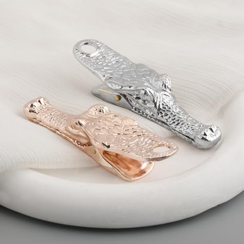 Vintage Crocodile Head Journal Clip - 3.4 Inch Heavy Duty Alligator Metal Book Clip Pin, Solid Decorative Bookmark Paper Organizer Notebook Holder Planner for Home Office Desk