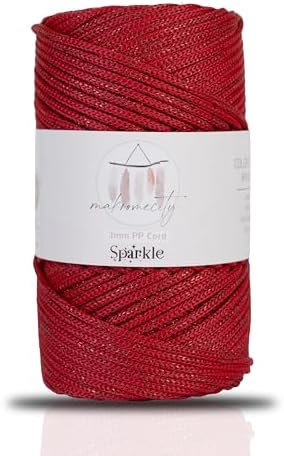 Makromecity Sparkle Polypropylene Macrame Cord 3mm x 131 Yards (394 feet) Premium Polyester Macrame Cord for Macrame Art & Crafts for Wall Hangings, Bags, Underplate, Rug