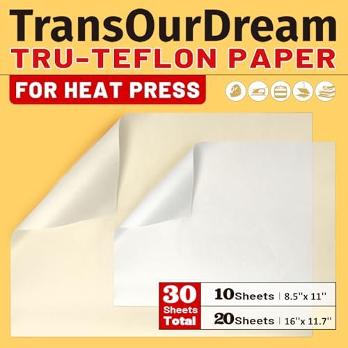 TransOurDream 30 Pack PTFE Teflon Paper Mix Pack for Heat Press