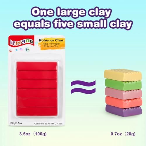 ifergoo 100g Red Polymer Clay, 3.5oz Oven Bake DIY Modeling Clay for Kids