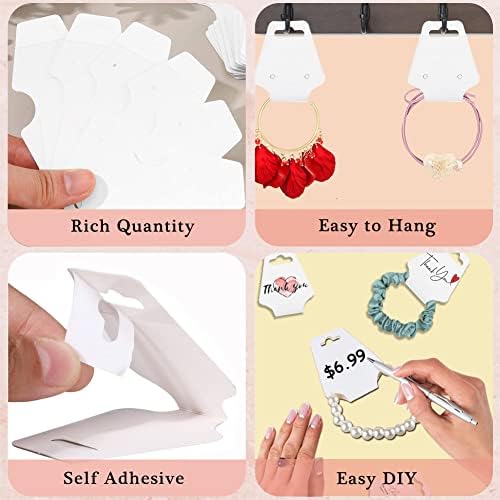 200PCS Bracelet Packaging for Small Business Self Adhesive Necklace Display Cards Jewelry Making Supplies Fold Over Hanging Holder for Keychain Earring Hairband