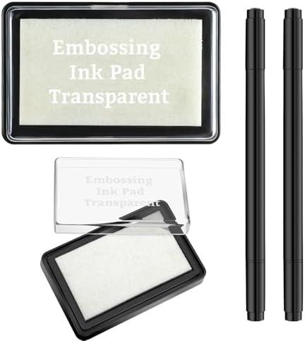 LemonSecret 4 Pcs Emboss It Kit Included 2 Clear Embossing Ink Pad 2 Embossing Pen White Stamp Ink Pad Emboss Kit for Paper Scrapbooking Crafts