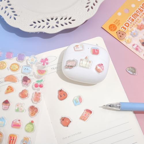Girl's 3D Cute Japanese Puff Sticker, 100+ Kawaii Dessert and Animal Mini Puffy Stickers, for DIY Scrapbooks Planner Journals Laptops Phone Case Decoration Gifts Rewards, Cream Cheese