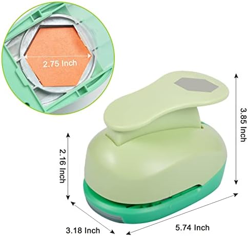 UCEC 2.75 Inch Hexagon Paper Punch for Scrapbooking and Card Making – Heavy Duty Craft Punch for 80 lb Cardstock – Large Geometric Punch with Ergonomic Handle and Safety Lock