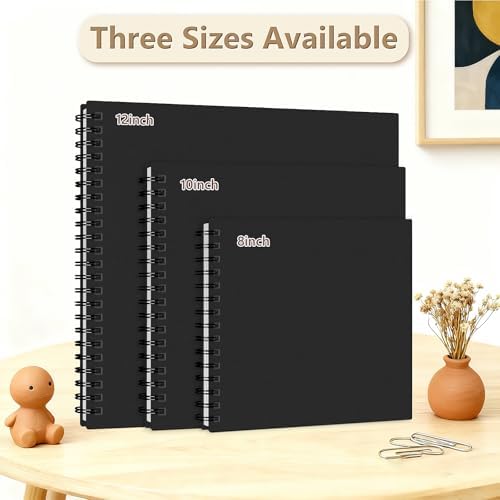 popotop 10x10 Inch Scrapbook Photo Album, 60 Page Decorative Kraft Paper Book for 4x6 8x10 Pictures, DIY Memory Photo Albums as Gifts for Wedding Baby Christmas School Family