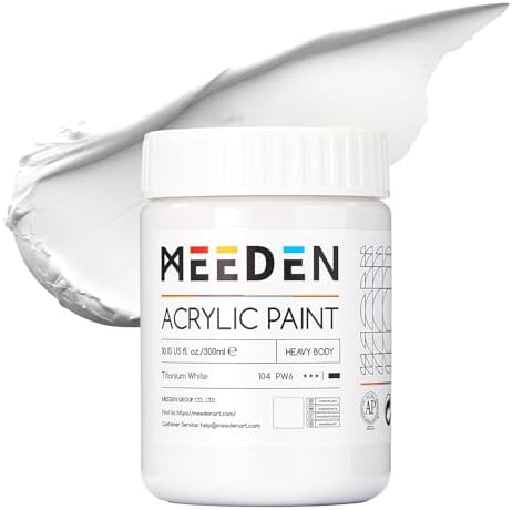 MEEDEN Titanium White Acrylic Paint: 300ml /10oz Heavy Body Gloss Finish